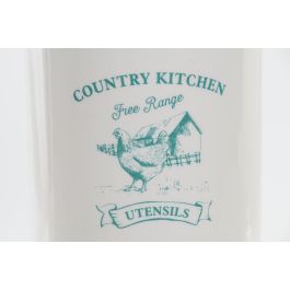 DKD Home Decor Bote Utensilios de Cocina Dolomita Blanco y Verde 12.5x12.5x17.5 cm Apto Lavavajillas Microondas