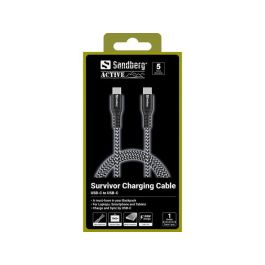 Sandberg Cable USB-C Survivor 1M 100W de Carga Rápida Resistente de Kevlar y Doble Nylon Trenzado