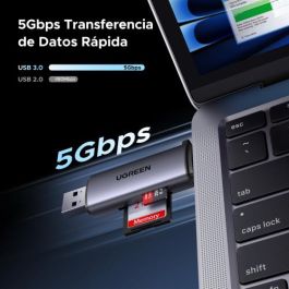 Ugreen 50706 Lector de tarjetas USB 3.0 y USB-C 2 en 1 para SD/Micro SD de hasta 5Gbps Color Plata