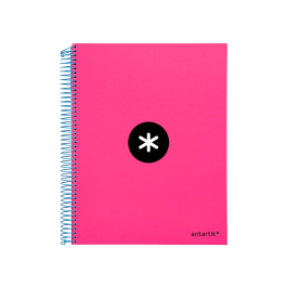 Antartik Cuaderno Espiral A4 Micro Antartik Tapa Forrada 120 Hojas 90 Gr Liso Con Bandas 4 Taladros Rosa Fluor