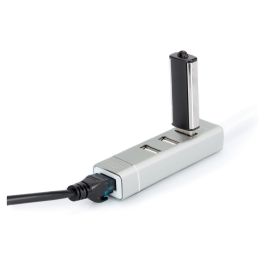 Digitus Adaptador USB 2.0 a RJ45 Ethernet y Hub de 3 Puertos, Conexión Type-C, Aluminio