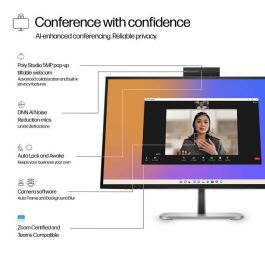 HP 527pm Monitor de Conferencia Series 5 Pro 27 Pulgadas QHD USB-C con IA Avanzada para Reuniones sin Distracciones y Colaboración Óptima Libre de PVC