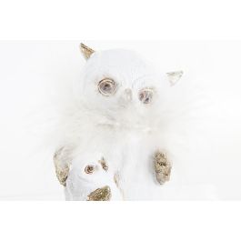 DKD Home Decor: Figura de Navidad Moderna Búho Blanco Dorado de Resina – Adorno Decoración Hogar (7x7.5x10 cm) – Pack 2 Unidades
