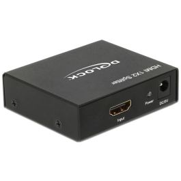 DeLOCK 87701 Splitter HDMI 1 entrada a 2 salidas, Soporta 4K, Full HD, 3D, Negro, Metálico