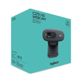Logitech C270 Webcam HD 720p para Videollamadas y Grabación, Micrófono Reducción Ruido, Ajuste Luz Auto, Clip Universal