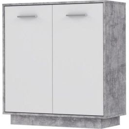 Unidad de almacenamiento PILVI con 2 puertas - Hormigón blanco y gris claro - An. 82,9 x An. 34,2 x Al. 88,1 cm