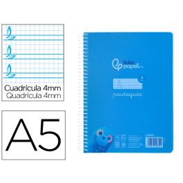 Liderpapel Cuaderno espiral A5 Pautaguía Tapa Plástico 80 Hojas 90gr Cuadro Pautado 4mm con Margen Color Azul Precio: 11.49999972. SKU: B17RK8ANY3