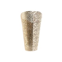 DKD Home Decor Jarrones Glam de Metal Dorado Beige 27x56x27 cm Set de 3 Piezas (2 Unidades)