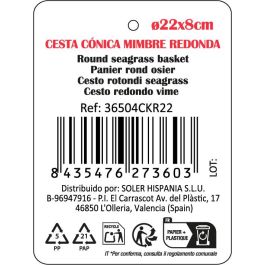 Privilege Cesta Conica Mimbre Redonda 22x22x8 cm Colección Korne (24 Unidades)