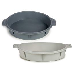 Molde de Silicona Redondo con Asas Kinvara 30x26x4.5 cm, 1000 ml, Gris (12 Unidades) Molde de Silicona Redondo con Asas Kinvara 30x26x4.5 cm, 1000 ml, Gris (12 Unidades)