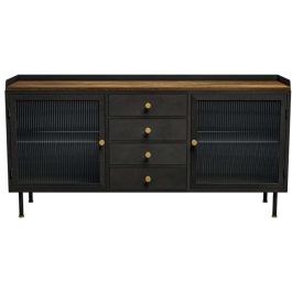 DKD Home Decor Buffet de Madera de Mango y Metal, Colores Natural Negro Dorado, 145 x 40 x 85 cm Precio: 572.50000016. SKU: S3033716