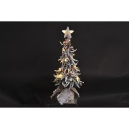 DKD Home Decor Árbol de Navidad Tradicional Verde Rojo con Luces LED y Fabricado en PVC 65 cm Alto (Pack 2 Unidades)