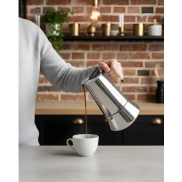 Inde Cafetera 2 Servicios Acero Inoxidable 9.4 x 11.4 x 14.3 cm para Placas de Inducción Quttin (6 Unidades)