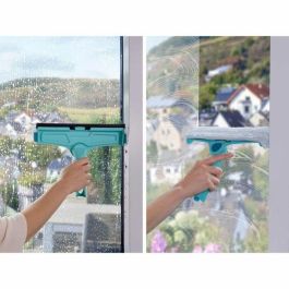 Leifheit Limpiacristales 51320 4 en 1 con Vellón de Microfibra, Escobilla de Goma para Ventanas de 32 cm con Función de Limpieza de Marcos Patentada