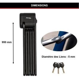 Master Lock 8333EURDPRO Candado Plegable para Bicicleta de Acero Endurecido, con 3 Llaves, Soporte y Certificado de Seguridad Master Lock 8333EURDPRO Candado Plegable para Bicicleta de Acero Endurecido, con 3 Llaves, Soporte y Certificado de Seguridad