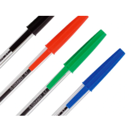 Q-connect Bolígrafo Transparente Negro Medio KF26040 Tinta a Base de Aceite Punta 1mm Trazo 0.4mm Suavidad Escritura