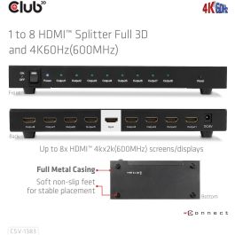 Club3D Splitter HDMI 1 Entrada a 8 Salidas 4K 60Hz UHD