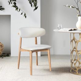 GINER Y COLOMER - Lote de 2 Sillas de Madera de Caucho con Tapizado Blanco