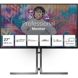 AOC U27U3CV Monitor 27" 4K UHD 3840x2160, 4ms, 16:09, 2xHDMI, DP, USB-C con 96W Power Delivery, HDR, Negro Precio: 523.69000013. SKU: B16SG3P4AG