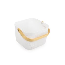 Inde Cesta Organizadora Cuadrada con Asa de Madera Confortime 25,4 x 26,3 x 18 cm