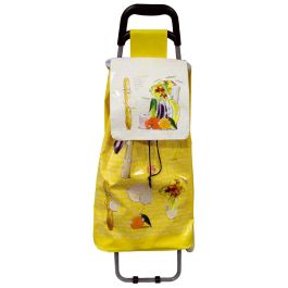 Entre Temps Carro de Compra PVC Altura 95 cm, Estructura de Acero con Ruedas de Goma, Colores Surtidos Rojo, Amarillo, Blanco y Negro