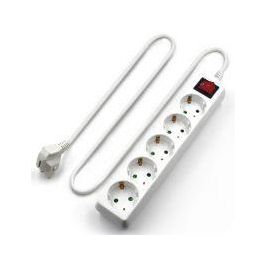 Ewent EW3916 Regleta de Sobremesa con 5 Tomas Schuko 16A, Interruptor con Luz y Protección para Niños, Cable 1.5m