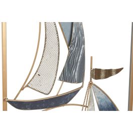 DKD Home Decor Decoracion Pared Atlantico Azul Marino Dorado 3 x 74 x 29 cm (4 Unidades)