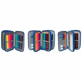 CYP BRANDS Plumier Atlético de Madrid triple con 39 piezas: 16 lápices, 16 rotuladores, 2 bolígrafos, lápiz, goma, sacapuntas y regla