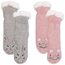 Sensly Calcetines Sherpa Animal Kawaii Antideslizantes para Casa Tallas 30-38