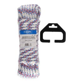 Edm Cuerda driza poliéster alta tenacidad tricolor, calibre 8 mm x 10 m, blanco/azul/rojo