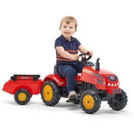 FALK 2046AB Tractor a Pedal X con Capota Abatible y Remolque Incluido para Niños de 2 a 5 Años