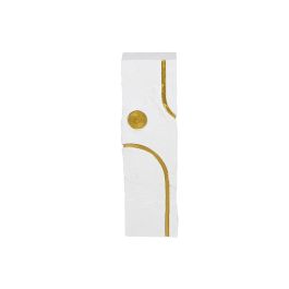 DKD Home Decor Pedestal Glam Moderno de MDF Blanco y Dorado. Mueble Auxiliar para Salón o Dormitorio. Medidas: 25x25x80 cm.