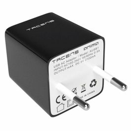Tacens AUSB1 Cargador USB, 2 Puertos 2.1A Carga Rápida, Diseño Compacto Negro/Blanco