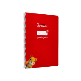 Liderpapel Cuaderno espiral A4 Pautaguía tapa dura 80 hojas 90gr cuadro pautado 4mm color rojo
