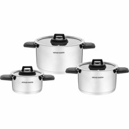 Arthur Martin AM6321 - Juego de 3 ollas de acero inoxidable con asas plegables Precio: 96.95000007. SKU: B1543YRFJT