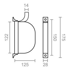 Edm Recogedor exterior abatible Pr02 14 mm Marfil, 175 x 32 x 120 mm