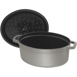 Staub 40509-317-0 La Cocotte Oval 29cm, Olla de Hierro Fundido Esmaltado 4.2L, Gris Grafito, apta para Inducción y Horno