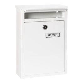 Arregui Buzón Exterior Individual Pequeño A5 Zaguan, Acero Galvanizado Blanco, Apertura Vertical Posterior, 22x8x32 cm
