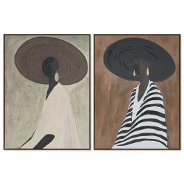DKD Home Decor Cuadro Moderno Lienzo y Ps, Chica Sombrero, Blanco Marrón, 4 x 120 x 90 cm (2 Unidades) Precio: 157.79000039. SKU: B13A8TBBBT