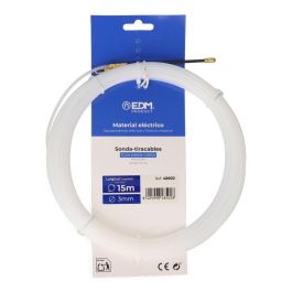 Edm Sonda pasacables guía de nylon, 15 m x 3 mm, blanco