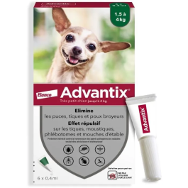 Advantix Pipetas Antiparasitarias 6 Pipetas para Perros Muy Pequeños de 1.5 a 4 kg