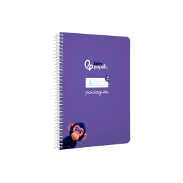 Liderpapel Cuaderno Espiral Pautaguía A5 Tapa Blanda 40 Hojas Cuadro Pautado 4mm Lila