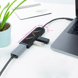 Nanocable Hub 4 En 1 USB-C: HDMI 4K 30Hz, 2x USB-A 3.2, 1x USB-C PD 100W, Aluminio Negro