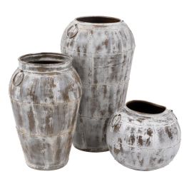 Vasija Blanco Rozado Metal Decoración 48 X 48 X 43 cm