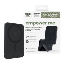 PanzerGlass Empower Bank w. Spin Stand - Banco de Potencia con Cargador Inalámbrico de 15W, 5000mAh, Color Negro Espacial