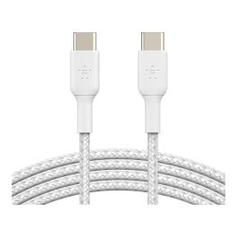 Belkin CAB004BT1MWH Cable Trenzado USB-C a USB-C 1m Blanco, Carga Rápida y Transferencia de Datos