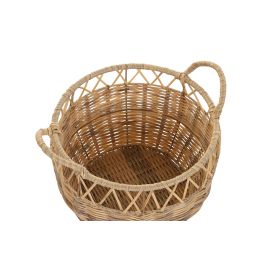 DKD Home Decor Cesta Basicos Natural Set de 3, Set de 3 Cestas de Almacenamiento Hechas a Mano en PE y Metal, 38 x 38 x 34 cm