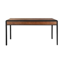 DKD Home Decor Mesa de Comedor Loft Marrón Oscuro Gris Oscuro Abeto y Metal 160x80x79 cm
