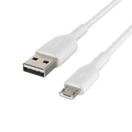 Belkin CAB005bt1MWH Cable USB-A a Micro-USB Blanco de 1 metro para Carga y Sincronización de Baterías Externas, Cámaras y Dispositivos con Conector Micro-USB