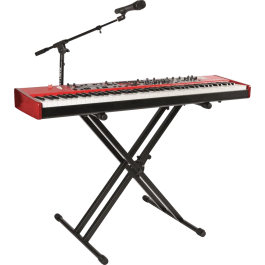 Quiklok QL746 Soporte Teclado "X" Doble Perfil Largo Acero Negro Altura Regulable